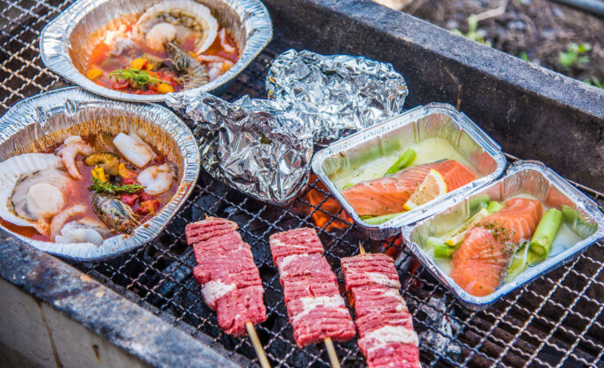 BBQのシーフードやお肉