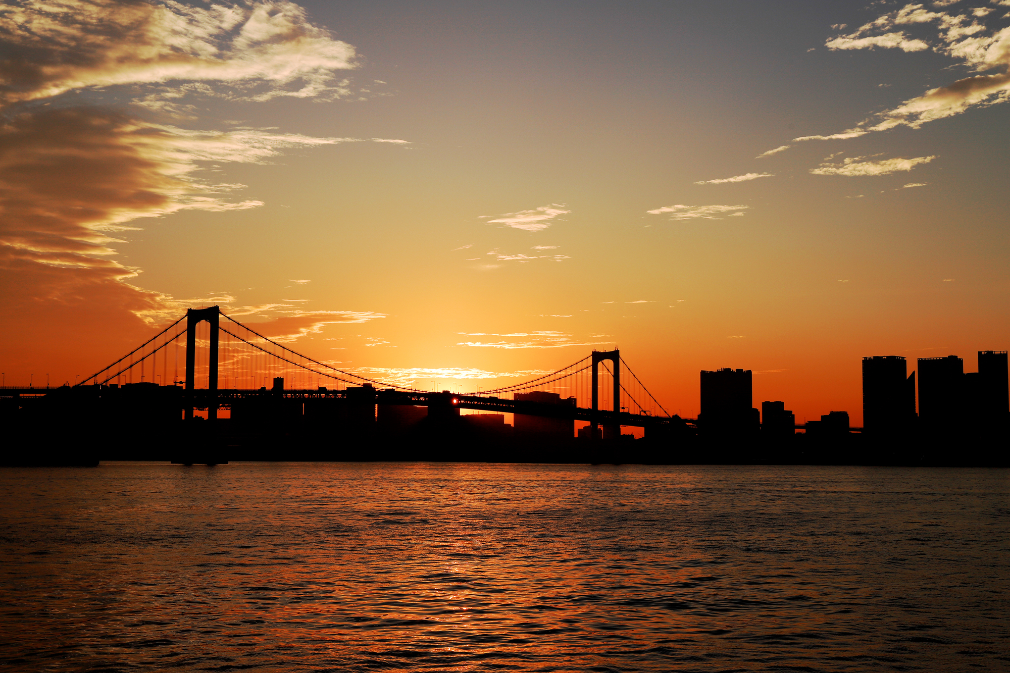 赤く染まった東京の夕焼け