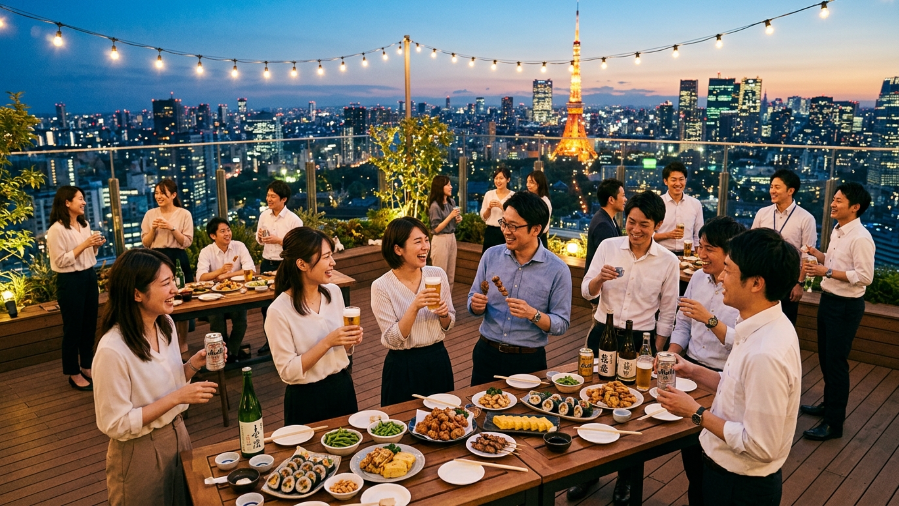 屋上で懇親会