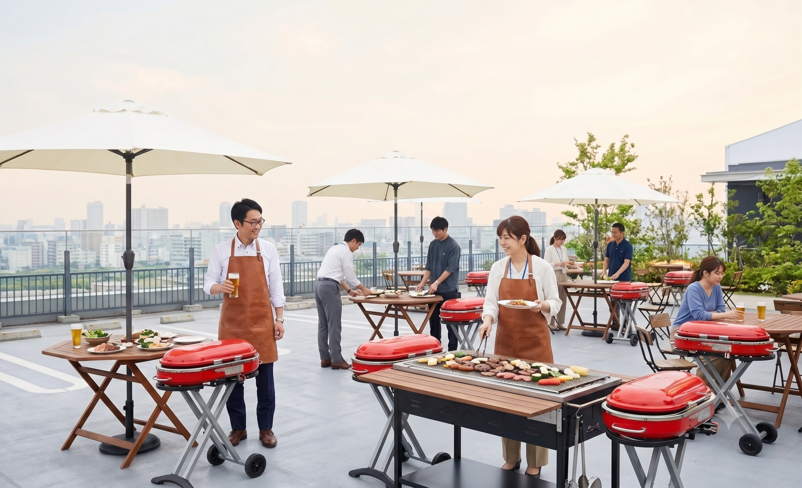 屋上でBBQ